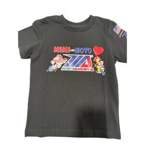 Mimi and Moto MotoAmerica Kids Racing T Shirt Youth 5 Black Fan Tee USA Flag